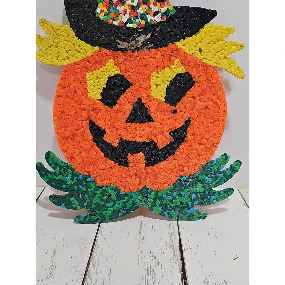 Jack-o-lantern Melted Plastic Popcorn Vtg Halloween Decoration 17